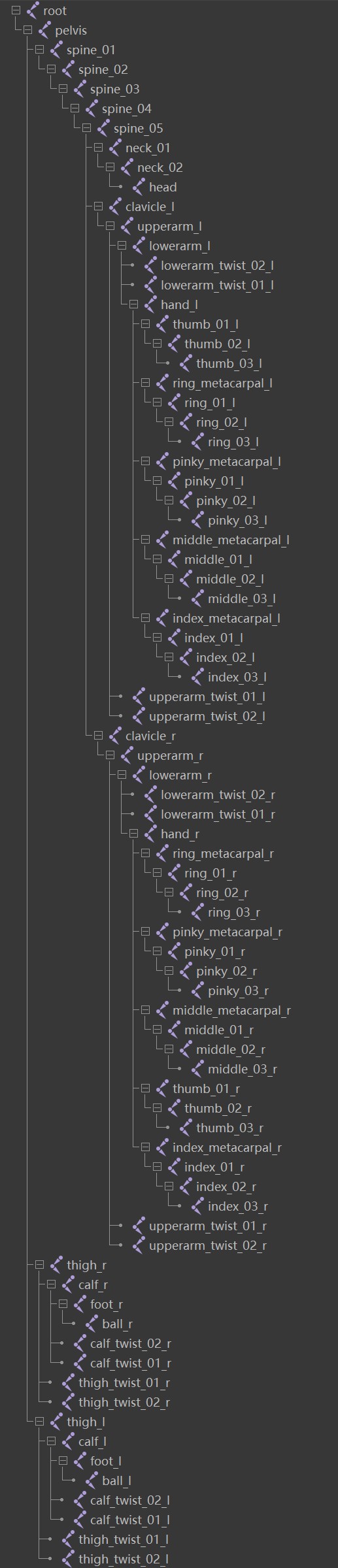骨骼层级参考